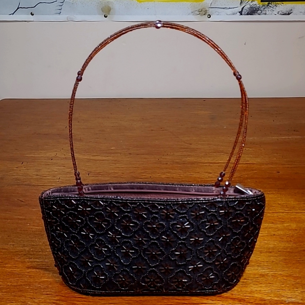 Beautiful brown beaded mini bag